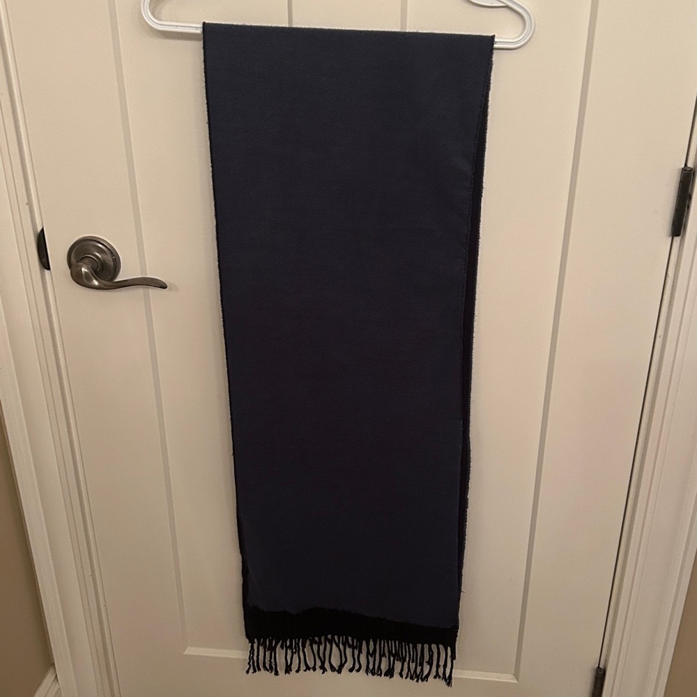 Stewart of Scotland Navy Blue / Blue Soft Reversible Scarf with Fringe